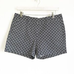 Sandro Studio Blue Black White Geometric Print Flat Front Shorts sz 6